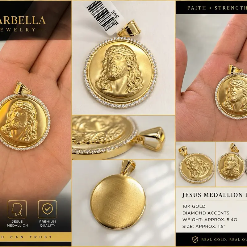 10-Karat Jesus Face Charm, Elegant Pendant Design, Unisex Stylish Fashion Costume Jewelry Charms & Pendants Accessory