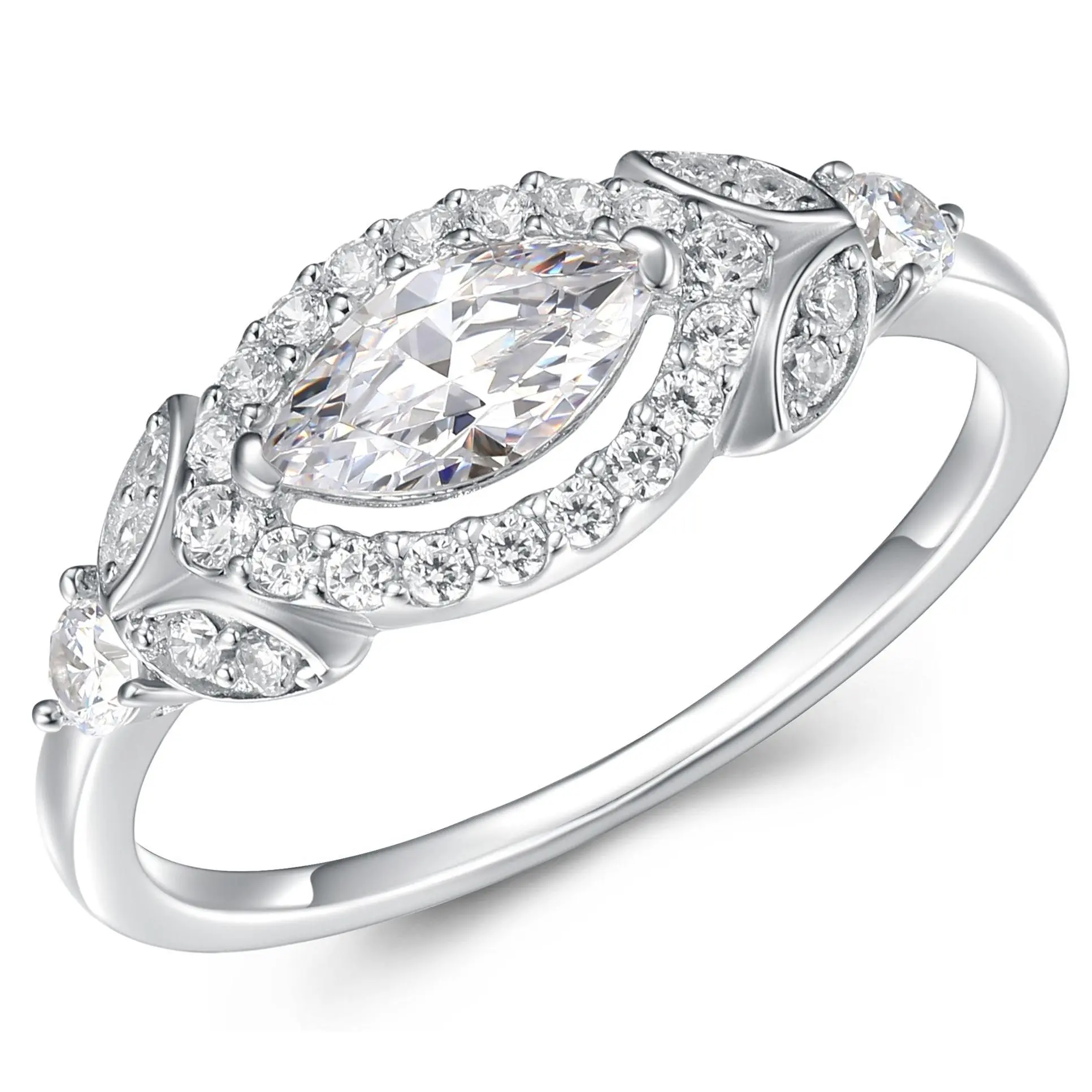Diamonique 1.45 cttw Marquise-Cut Halo Ring, Sterling Silver Diamonique 1.45 cttw Marquise-Cut Halo Ring, Sterling Silver