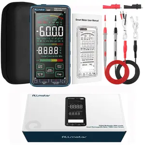 Allmeter Touch Control 6000 Counts Smart Digital Multimeter,USB Rechargeable,Color LCD Screen | Smart auto/manual multimeter,AC/DC voltage current,NCV safety,capacitance frequency temperature,True RMS,home and car repair