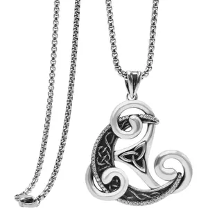 Zircon triangle Celtic knot necklace retro everyday all-match pendant suitable for men and women as gifts