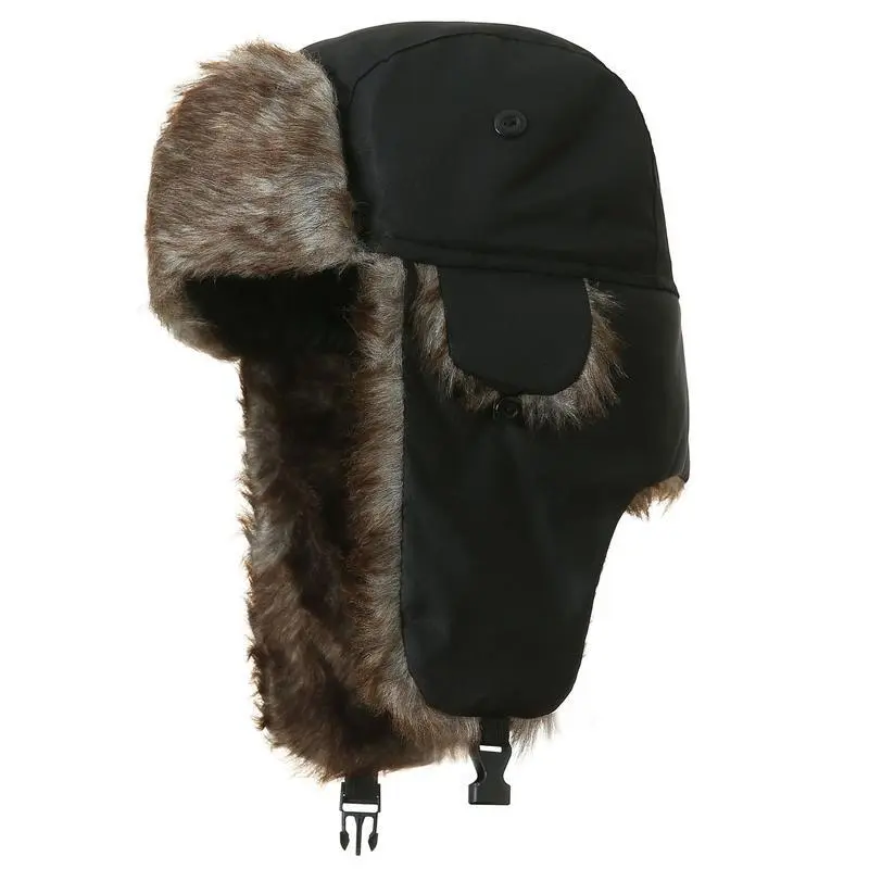 Unisex Faux Fur Reflective Cotton Aviator Trapper Hat - Windproof Outdoor Hiking Cap, Warm Winter Headwear for Cold Weather Outdoor Activities, Outdoor Hiking Hat tiktokshopbacktoschool