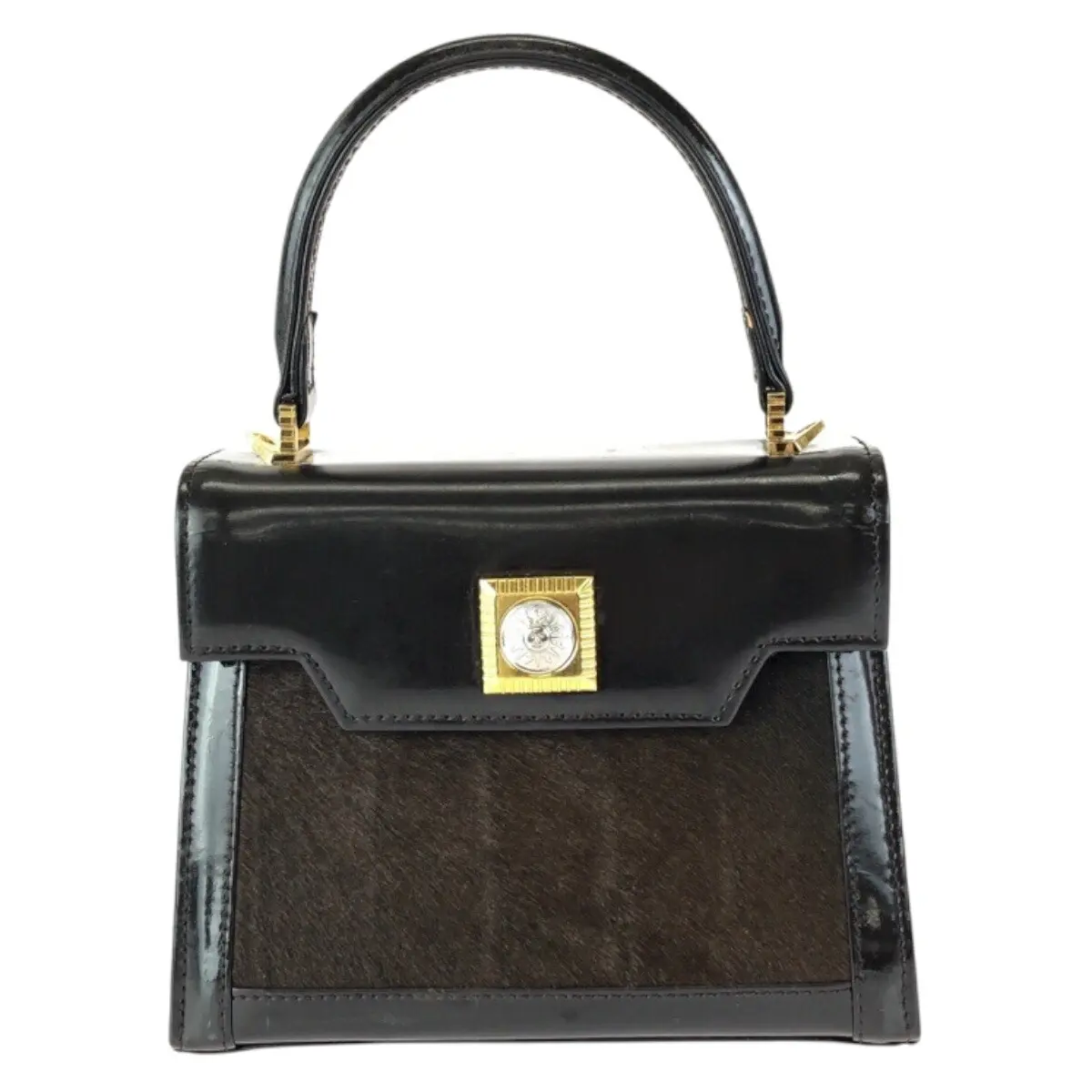 Pre-owned VERSACE Patent Leather Shoulder Bags Sunburst Patent Harako Handbag