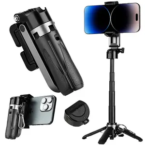 Extendable Integrated Selfie Stick Tripod, Wireless Bluetooth Remote Control, 360° Rotatable Lazy Bracket for Live Streaming & Photography