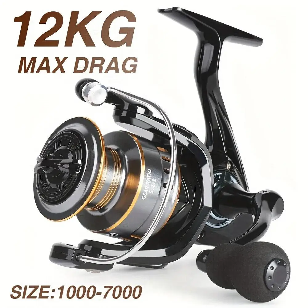 Billings Ek 1000~7000 Series 5.2:1 Gear Ratio 26lb Max Drag Aluminum Alloy Metal Spool Spinning Fishing Reel for Freshwater Saltwater Fishing Tackle Fishing Equipment Fishing Stuff