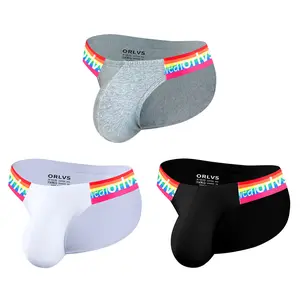 Men's Sexy High-Cut Triangle Briefs - Rainbow Cotton, Low-Rise Butt-Lifting, Sports & Fitness-Inspired Trendy Underwear