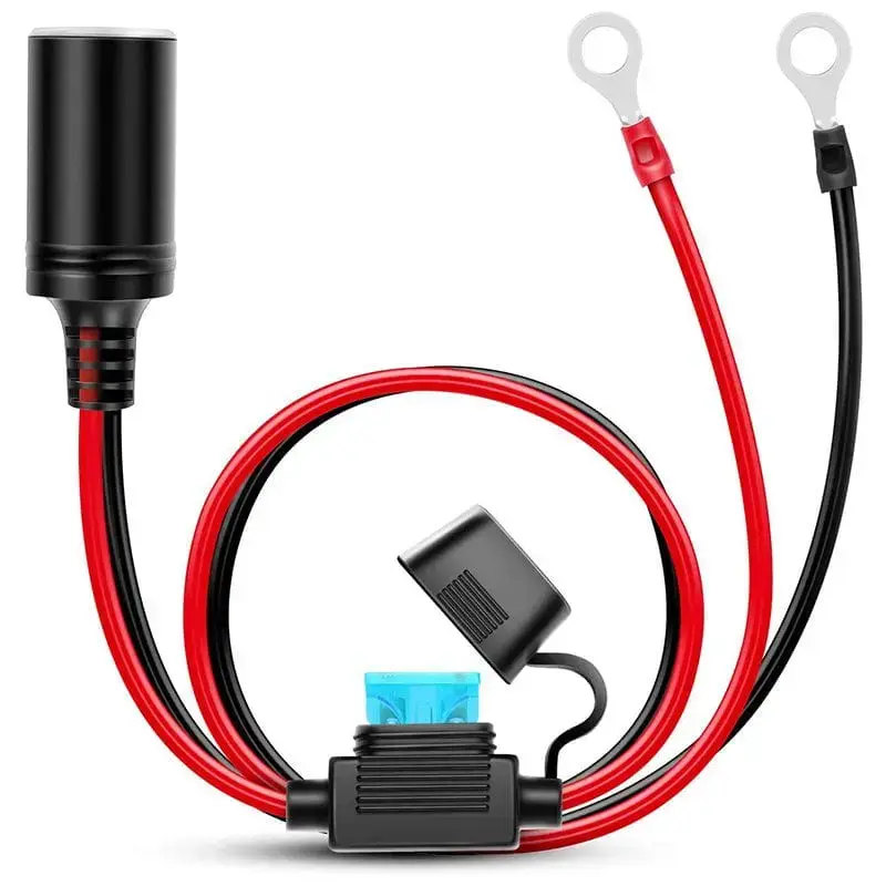 Nilight 3FT Female Cigarette Lighter Outlet with Eyelet Terminal Fuse Holder, Safety Cable, Overcurrent Protection, Car Accessories for Car Battery Jumping & Air Conditioner Use, Cars Accessories