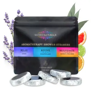 Satavi Naturals Aromatherapy Shower Steamers - 5 Tablets, Lavender, Citrus, Eucalyptus, Daily Body Care, Gift Pack, Relaxation & Stress Relief - Cleanser