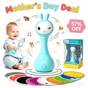 Alilo Smarty Bunny Baby Rattle Musical Light Up Toys 0-24 Months, 5 Music Modes, Color Recognition, Safe Silicone, Best Gift for Infants - Rabbit