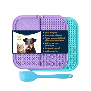 2 Pack Dog & Cat Lick Mat with Suction Cups, Slow Feeder Licking Pad for Pets, Keeps Dogs Busy, Peanut Butter Mat for Bathing Grooming