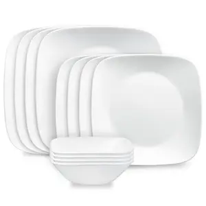 Corelle® Square™ Pure White 12-piece Dinnerware Set, Service for 4