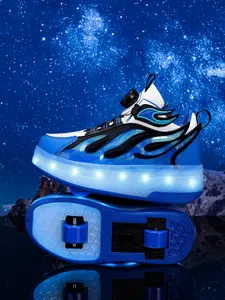 Roller Skates, Convertible Skate Shoes & Sneakers Round Design, USB Rechargeable LED Light Up Outdoor Sports Shoes for Kids