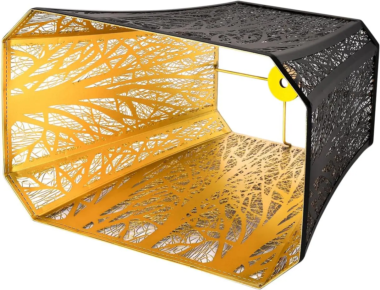 Etched Forest   Rectangle Lamp Shade Fitter Floor Lamp Shade,  Large Metal Lampshade for Living Room Bedroom Top Diameter 8" Bottom Diameter 13.9" Height 11"
