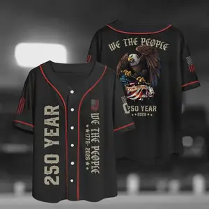 250th Anniversary Baseball Jersey, Patriotic USA Flag Jersey, Retro Bald Eagle Graphic Baseball Jersey for Men Women