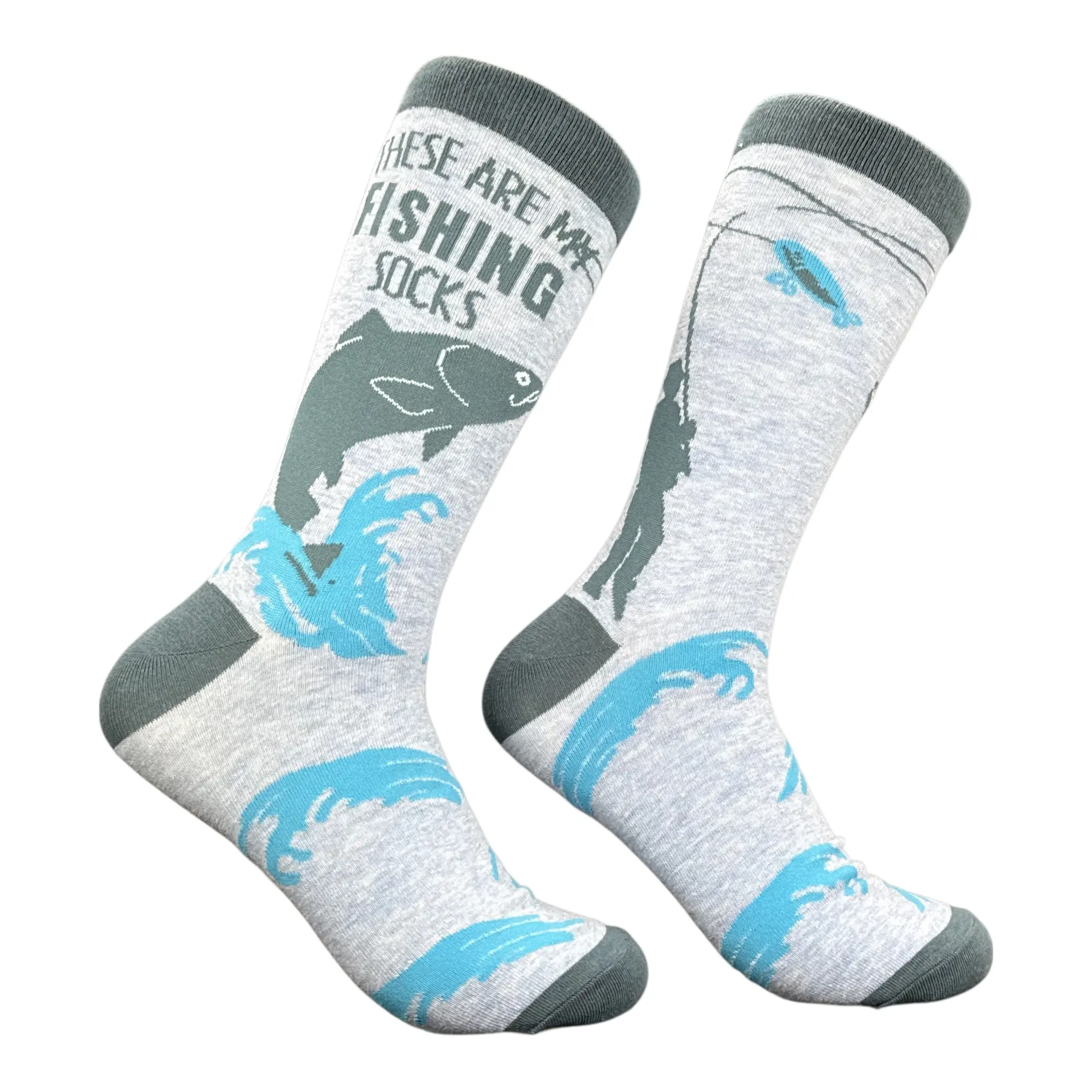 Men's These Are My Fishing Socks Funny Sarcastic Fish Graphic Novelty Footwear For Men Funny Graphic Socks Comfortable Fitted Spandex Cotton