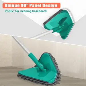 JEHONN Trapeador limpiador de paredes Wall Cleaner Mop with Long Handle 82 Inches, 3-in-1 Ceiling Cleaning Tool Duster with 6 Replacement Microfiber Chenille Pads for Painted Walls, Baseboard, Window, Floor (Green)