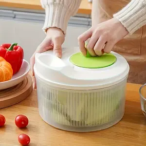 Multifunctional Salad Spinner with Filter Basket, Manual Vegetable Fruit Drier, Large Capacity, Kitchen Tool for Healthy Meals