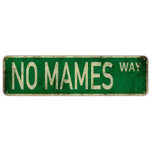 Vintage Green Tin Plaque - Funny Mexican Slang "No Mames Way" Street Sign, Retro Chicano Style Metal Wall Art for Man Cave, Kitchen Home Decor, Novelty Gift for Latino Friend