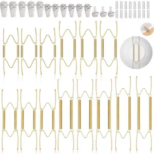 14 wall-mounted plate racks, 4/6/8/10/12inch invisible decorative wall-mounted plate racks, stainless steel wall racks, suitable for displaying various sizes of decorations, equipped with hooks