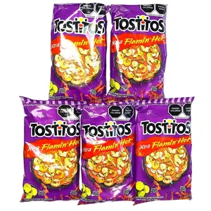 5 - PK Tostitos Xtra Flamin. Delicious spicy chips - 62 GRAMS PER BAG - MEXICAN CHIPS - PAPITAS MEXICANAS - SABRITAS MEXICANAS