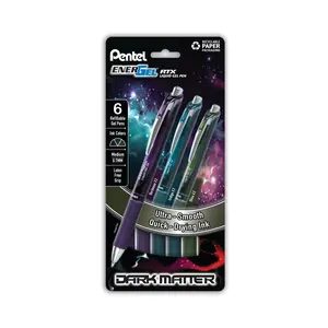 EnerGel RTX Dark Matter, Liquid Gel Pen, 0.7mm, Assorted Ink, 6-pk 