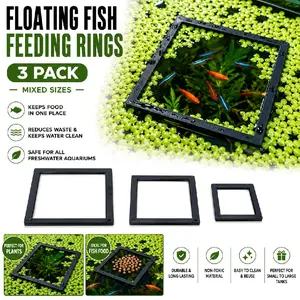 Floating (Square) Fish Feeding Rings – 3 Pack (Mixed Sizes)