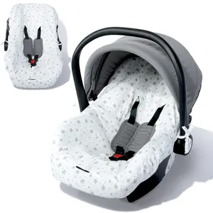 Infant Car Seat Cover Liner, 100% Cotton Newborn Carseat Protective Cover, Breathable Prevent Wear & Dirt Suitable Travel Systems (0-12m), Easy to Clean, Machine Washable, White