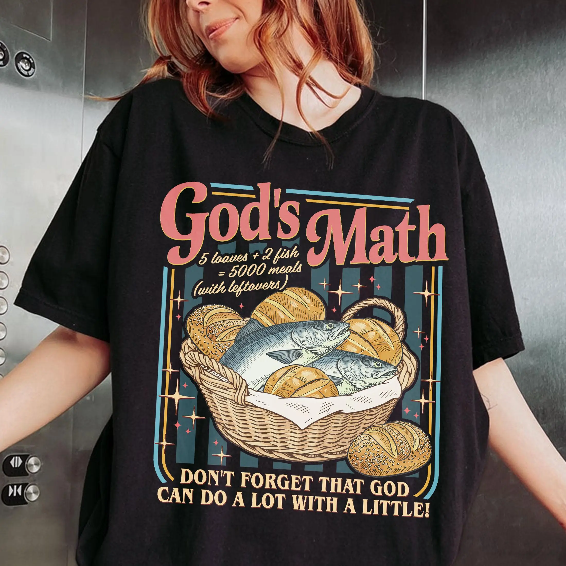 God's Math Shirt For Christian Lover, Loaves and Fishes Faith Based Sweatshirt, God Can Do A lot With Little, Religious Apparel
