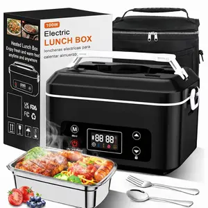 Heated Lunch Box,Electric Lunch Box,Pro 24000mah,Lunch Box Battery Powered, 5.5 Cups Portable Food Heater-3D-5 Side Heating-Intelligent Temperature Control,Suitable For Trucks,Offices(Black/White)