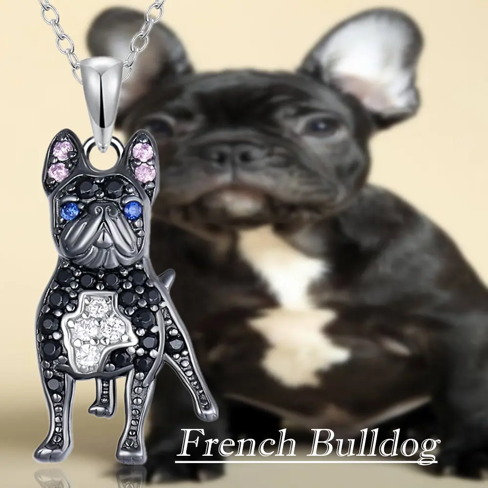 1Pc Creative Handsome Black French Bulldog Pendant Necklace for Women Exquisite Pet Dog Jewelry Accessories Unique Dog Lovers Birthday Holiday Gift