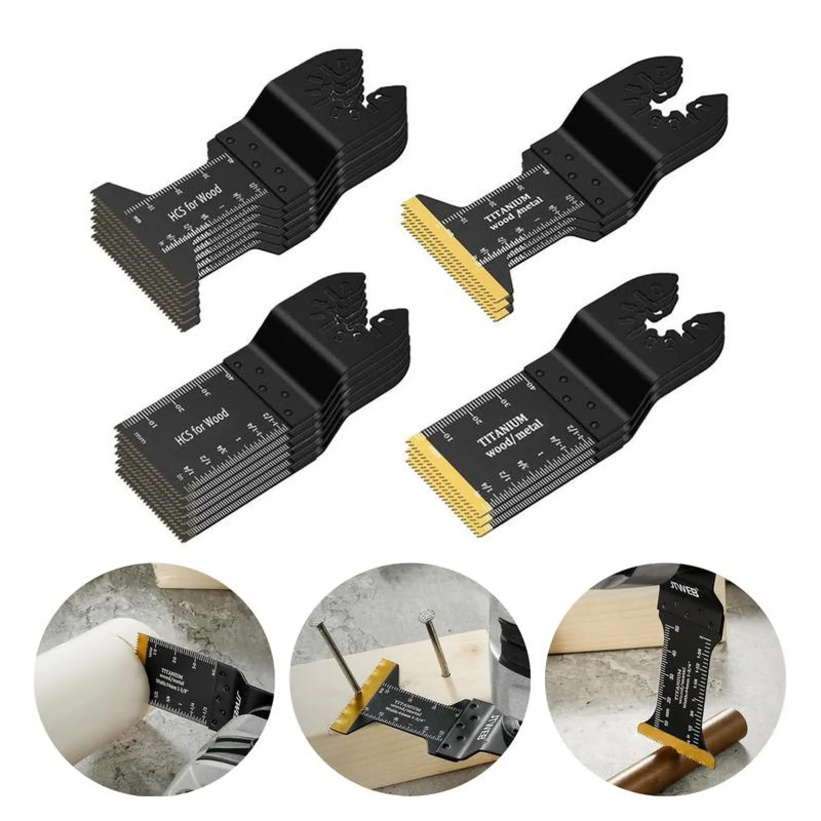 Quick Installation & Removal Tool for Woodworking,Heavy Duty Titanium Swing Oscillating Multi-Blades Saw Blades Set,18Counts Multi-functional Cutting Blades Set,Hardware Power Tools Accessories.