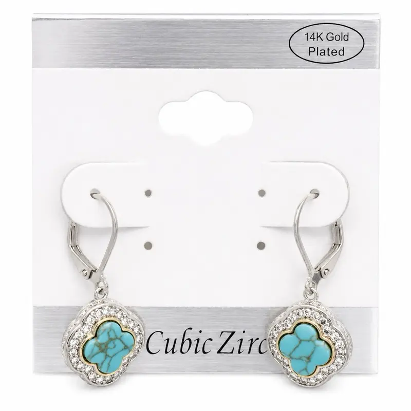 Turqouise Magnesite Clover Earrings GP