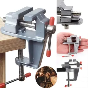 Compact Bench Vise - Multipurpose Vise, Mini Adjustable Secure Tabletop Clamp with Thread for DIY Projects, Woodworking, Jewelry Making & Crafts - Durable Metal & Rubber Grip with Precision Engineering