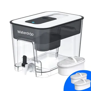 Waterdrop 40-Cup Large Water Filter Dispenser with 1 Filter, 200gal Long-Life, 5X Times Lifetime, Black, Extra WD-PF-01A Filter(2)