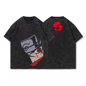 valentine shirts Japanese animation Hokage Uchiba kaleidoscope write wheel eye T-shirt washed and old pure cotton loose short sleeves fashion