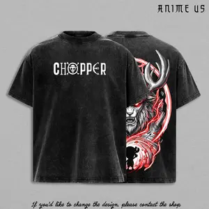 TONI TONI Reindeer Doctor Pirate Crew Mascot Anime Vintage Washed Oversized Graphic Tee Cute Beast Fighter Straw Hat Style Streetwear Shirt