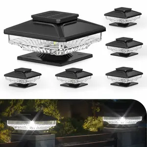 Solar Post Lights, Outdoor Decorative Post cap Light, Solar Powered white Shell Caps, Brightness Warm White LED Lighting for Fence Deck Patio, Fit 4x4, 5x5 Or 6x6 Wooden Posts