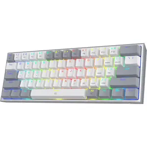 Redragon K617 Fizz 60% Wired RGB Gaming Keyboard, 61 Keys Hot-Swap Compact Mechanical Keyboard W/White and Grey Color Keycaps, Linear Red Switch, Pro Driver/Software Supported Redragon