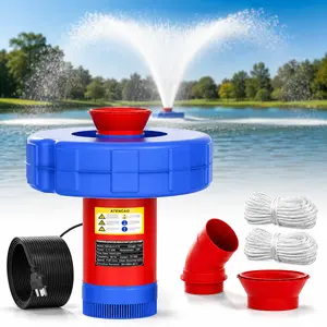 Floating Pond Aerator Fountain Pump, 750W Motor, 1HP, 15,000 GPH, Stainless Steel-Plastic Body, 100ft Power Cord, 22ft Diameter, 360-Degree V-Shaped Spray for Garden Ponds & Water Features