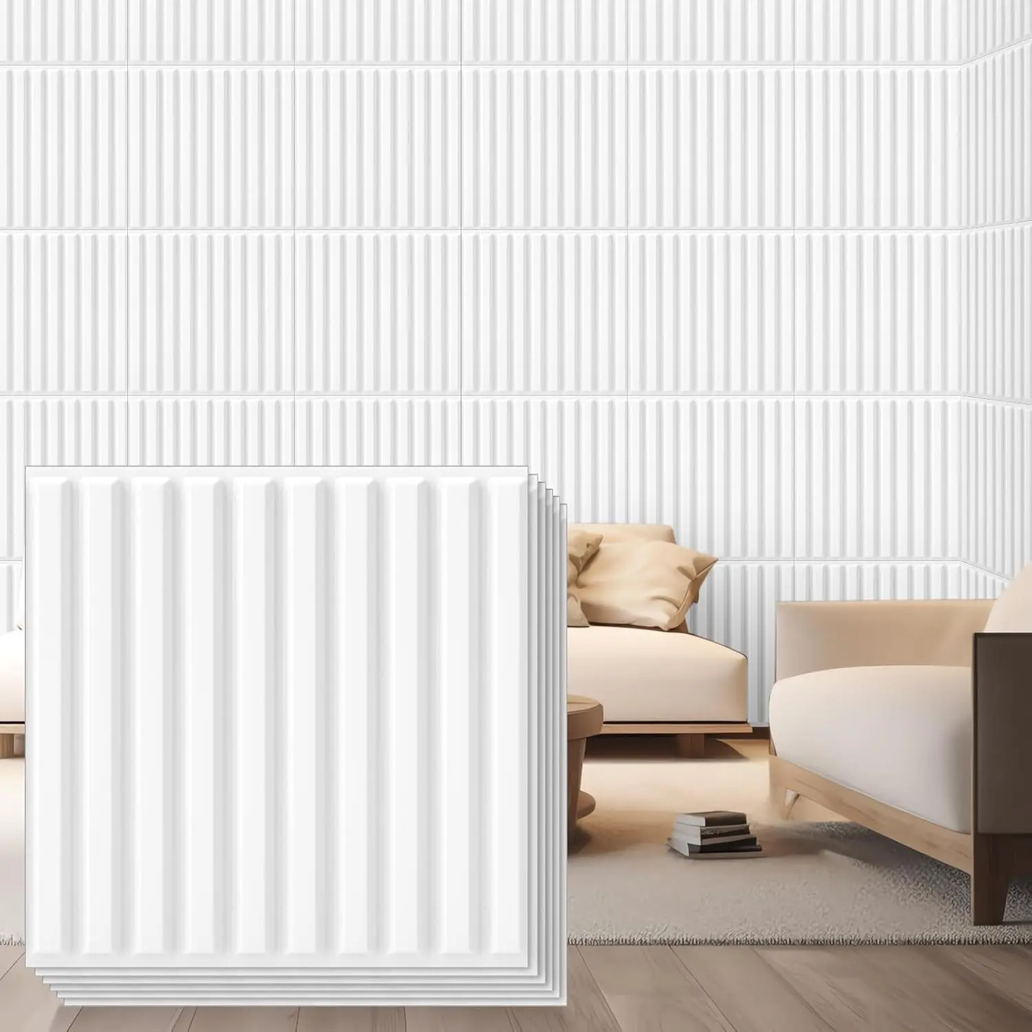 Aadesh PVC Plastic 3D Wall Panels, Waterproof and Fire-Resistant, 11.8x11.8 Inches, Ideal for Living Rooms, Bedrooms, Hotels, Offices