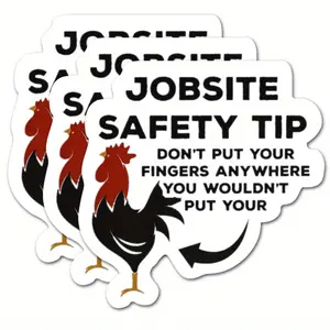 3pcs Jobsite Safety Tip Hard Hat Stickers Sarcastic Vinyl Decals for Laptops & Water Bottles Die Cut Decal with Rooster Design