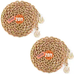 VEVOR Transport Binder Chain, TikTokShopBlackFriday, 4900lbs Working Load Limit, 5/16''x20' G80 Tow Chain Tie Down with Grab Hooks, DOT Certified, Galvanized Coating Manganese Steel for Dock Factory Construction Site, 2Pack VEVOR Super Brand Day