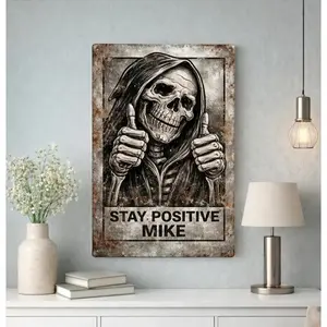 Custom Your Name Stay Positive Motivational Vintage Metal Sign – Home Decor