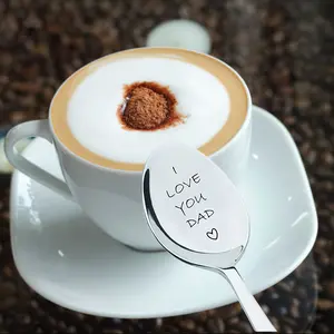 1/20pcs, I Love You Dad - Engraved Tea Spoon For Dad | Birthday For Father From Daughter Son | Gift For Fathers Day | Thanksgiving Gift For Daddy Grandma | Long Distance Gift For Dad Teaspoon Coffee Spoons