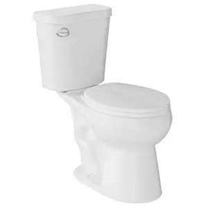 17" Round Two-Piece Toilet with Slow-Close PP Seat – Upgraded Power Flush, Single Side Handle, Includes Tank & Complete Installation Kit – Great for Guest Bathroom or Basement