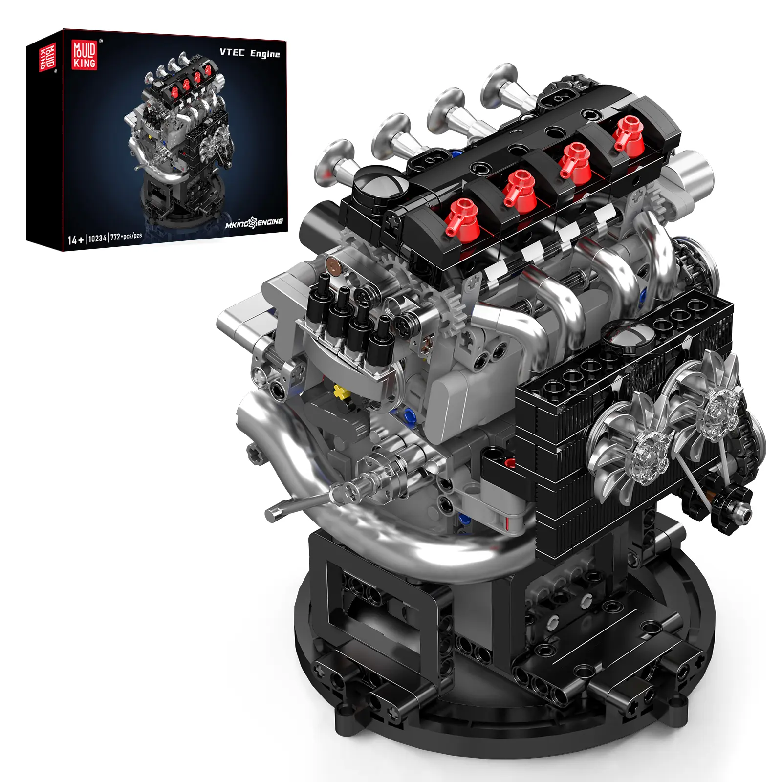 Mould King 10234 Realistic VTEC Engine Model Building Block Toy - 772-Piece Innovative Detailing Engineering Assembly Kit, DIY Model Building Kits for Ages 8+ with Open-Ended Play