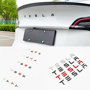 Tesla Car Letter Emblem Hood Decoration, Car Stickers, Car Decals, Scratch-Resistant Reinforced Front Rear Badge, Replacement Logo for Model 3/y/s/x, Exterior Modify Parts