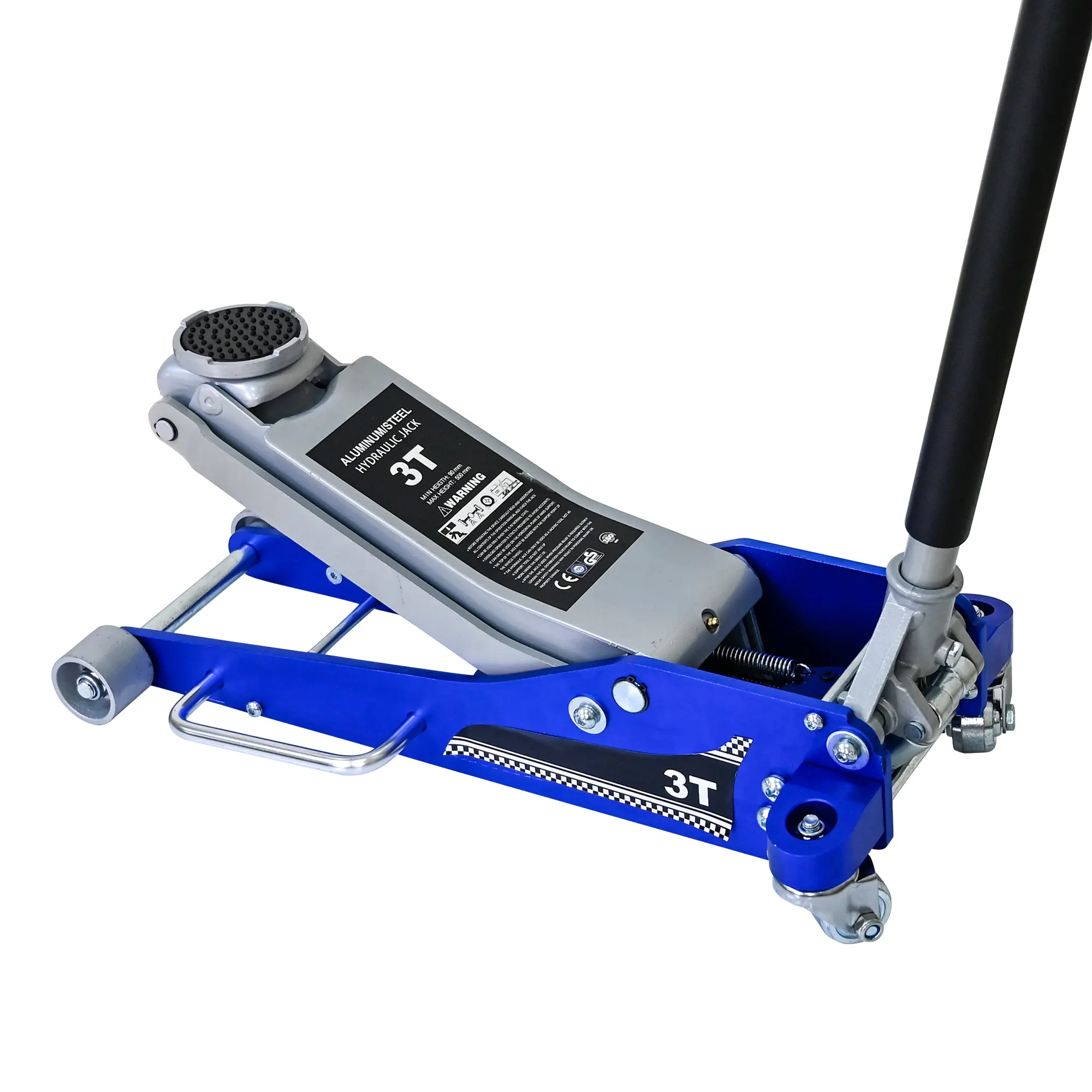 3 Ton (6600 LBS) Aluminum-Steel Horizontal Hydraulic Trolley Service Floor Jack, Extra Saddle, Fits SUVs & Extended Height Trucks, Blue & Silver Color Options