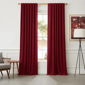 NICETOWN Red Velvet Curtains and Drapes, Extra Long Elegant Wall Backdrop Drapes for Holiday Season Home Decoration (Set of 2, Rod Pocket & Back Tab Design, 102 inches Long)