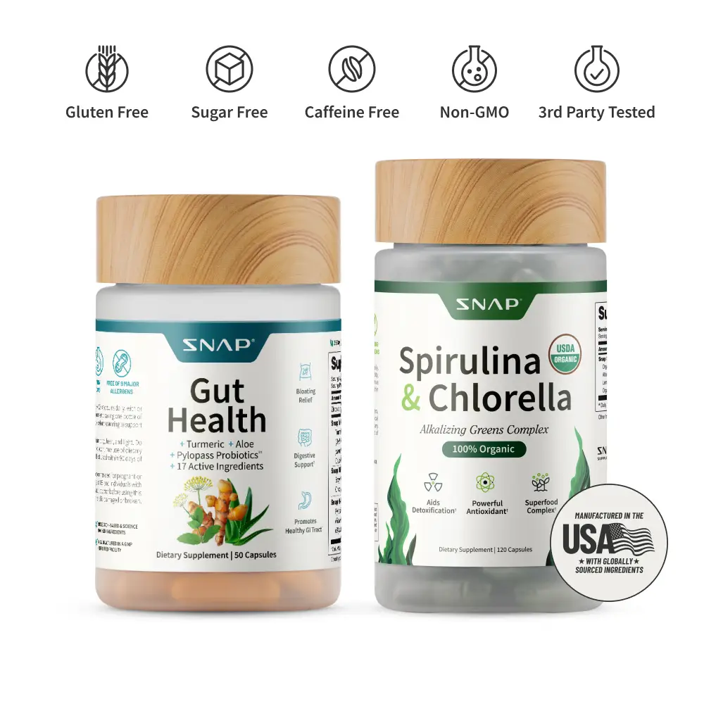 Gut Health Bundle - Snap Supplements - Gut Health + Spirulina & Chlorella - Natu...