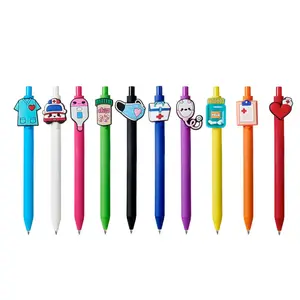 10-Pack of Nurse pens with Heart, Stethoscope, Masks Designs in Black Ink for Cna Rn Medical Assistant Nursing Student Essentials Nurse Week Gifts Appreciation Gift SummerVibes